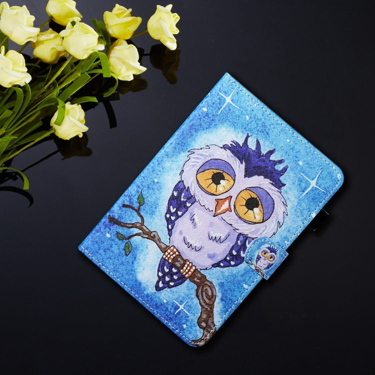 For Lenovo Tab P12 2023 / TB370FU Coloured Drawing Stitching Smart Leather Tablet Case(Blue Owl) - Lenovo by PMC TechLife | Online Shopping South Africa | PMC TechLife | Buy Now Pay Later Mobicred