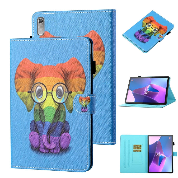 For Lenovo Tab P12 2023 / TB370FU Coloured Drawing Stitching Smart Leather Tablet Case(Colorful Elephant) - Lenovo by PMC TechLife | Online Shopping South Africa | PMC TechLife | Buy Now Pay Later Mobicred