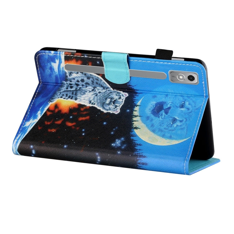For Lenovo Tab P12 2023 / TB370FU Coloured Drawing Stitching Smart Leather Tablet Case(Double Shadow Tiger) - Lenovo by PMC TechLife | Online Shopping South Africa | PMC TechLife | Buy Now Pay Later Mobicred