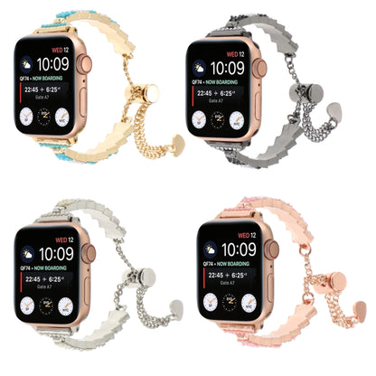 For Apple Watch Series 2 38mm Shell Beads Chain Bracelet Metal Watch Band(Pink White Rose Gold) - Watch Bands by PMC Jewellery | Online Shopping South Africa | PMC Jewellery