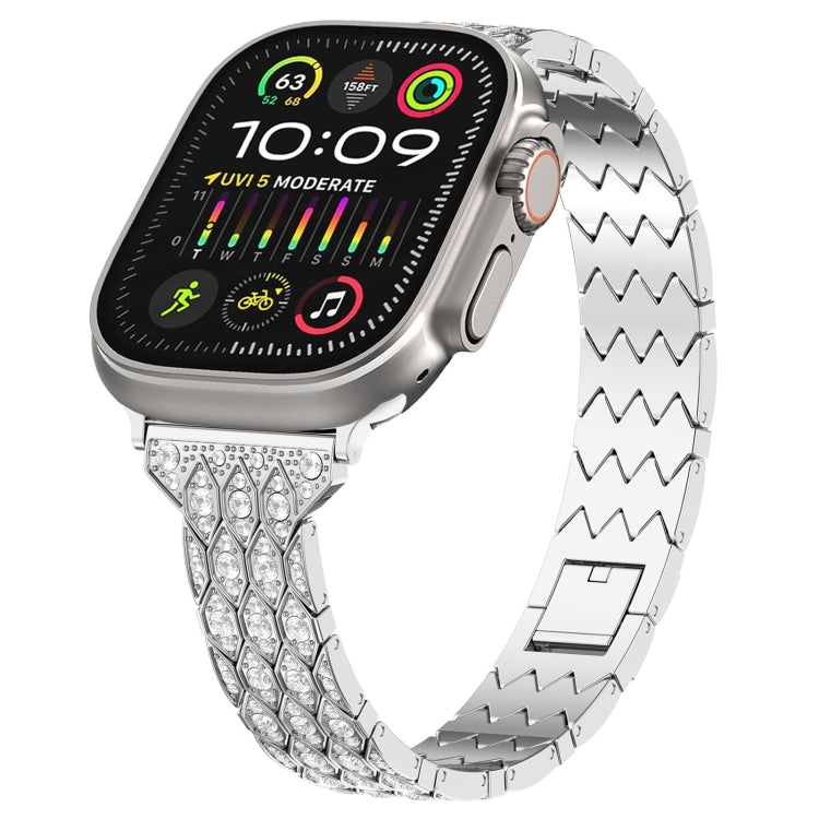 For Apple Watch Ultra 2 49mm Devil Eye Diamond Bracelet Metal Watch Band(Silver) - Watch Bands by PMC TechLife | Online Shopping South Africa | PMC TechLife
