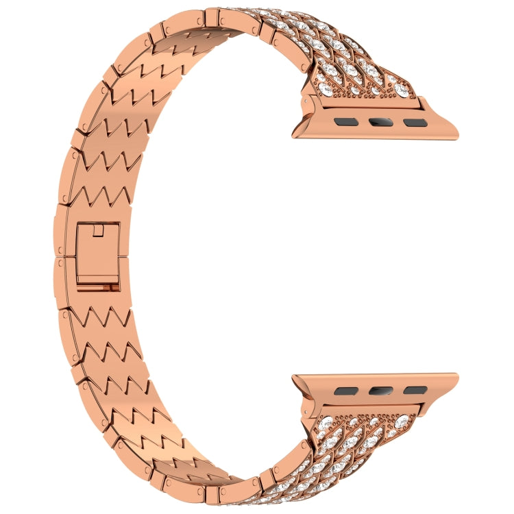 For Apple Watch SE 2022 40mm Devil Eye Diamond Bracelet Metal Watch Band(Rose Gold) - Watch Bands by PMC Jewellery | Online Shopping South Africa | PMC Jewellery