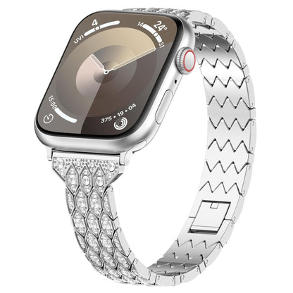 For Apple Watch Series 7 45mm Devil Eye Diamond Bracelet Metal Watch Band(Silver) - Watch Bands by PMC Jewellery | Online Shopping South Africa | PMC Jewellery