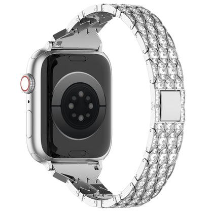 For Apple Watch Series 7 45mm Devil Eye Diamond Bracelet Metal Watch Band(Silver) - Watch Bands by PMC Jewellery | Online Shopping South Africa | PMC Jewellery