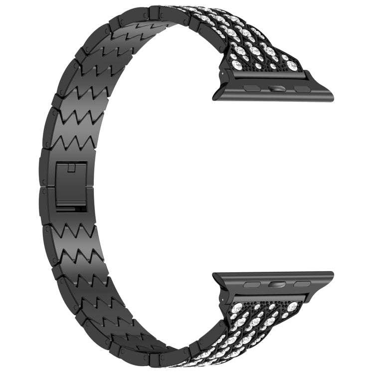 For Apple Watch SE 44mm Devil Eye Diamond Bracelet Metal Watch Band(Black) - Watch Bands by PMC TechLife | Online Shopping South Africa | PMC TechLife