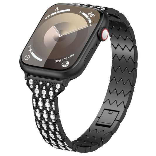 For Apple Watch Series 4 44mm Devil Eye Diamond Bracelet Metal Watch Band(Black) - Watch Bands by PMC Jewellery | Online Shopping South Africa | PMC Jewellery