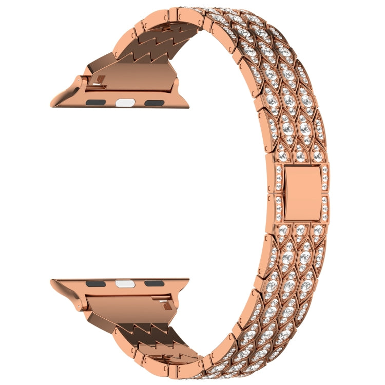 For Apple Watch Series 3 42mm Devil Eye Diamond Bracelet Metal Watch Band(Rose Gold) - Watch Bands by PMC Jewellery | Online Shopping South Africa | PMC Jewellery