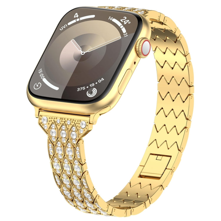 For Apple Watch 42mm Devil Eye Diamond Bracelet Metal Watch Band(Gold) - Watch Bands by PMC TechLife | Online Shopping South Africa | PMC TechLife