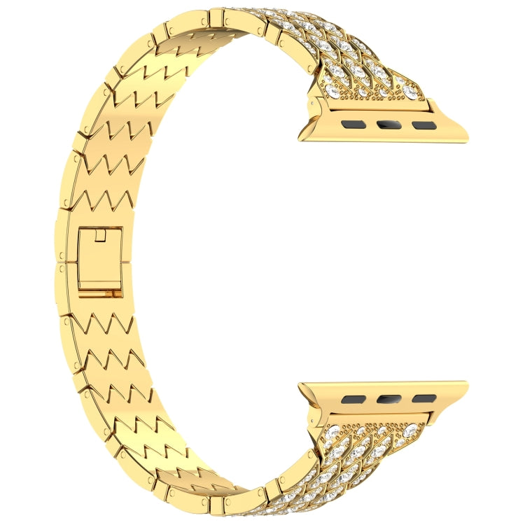 For Apple Watch 42mm Devil Eye Diamond Bracelet Metal Watch Band(Gold) - Watch Bands by PMC TechLife | Online Shopping South Africa | PMC TechLife