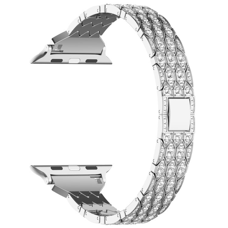 For Apple Watch 42mm Devil Eye Diamond Bracelet Metal Watch Band(Silver) - Watch Bands by PMC TechLife | Online Shopping South Africa | PMC TechLife