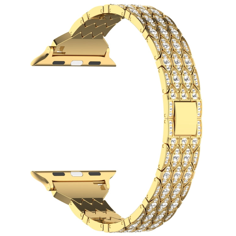 For Apple Watch 38mm Devil Eye Diamond Bracelet Metal Watch Band(Gold) - Watch Bands by PMC TechLife | Online Shopping South Africa | PMC TechLife