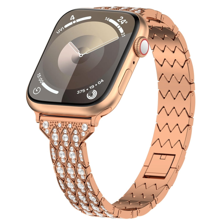 For Apple Watch 38mm Devil Eye Diamond Bracelet Metal Watch Band(Rose Gold) - Watch Bands by PMC TechLife | Online Shopping South Africa | PMC TechLife