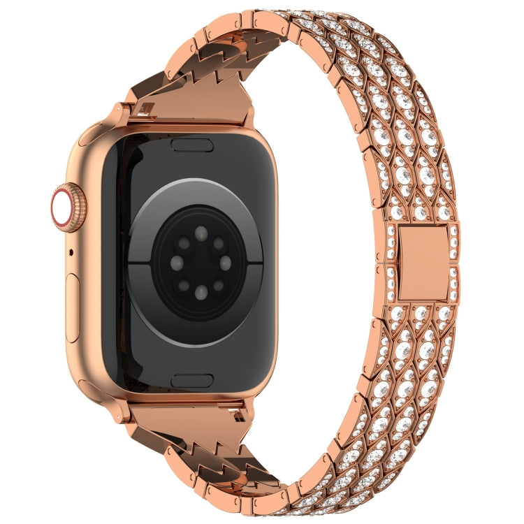 For Apple Watch 38mm Devil Eye Diamond Bracelet Metal Watch Band(Rose Gold) - Watch Bands by PMC TechLife | Online Shopping South Africa | PMC TechLife
