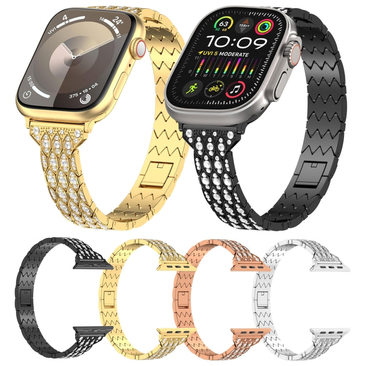 For Apple Watch SE 44mm Devil Eye Diamond Bracelet Metal Watch Band(Black) - Watch Bands by PMC TechLife | Online Shopping South Africa | PMC TechLife
