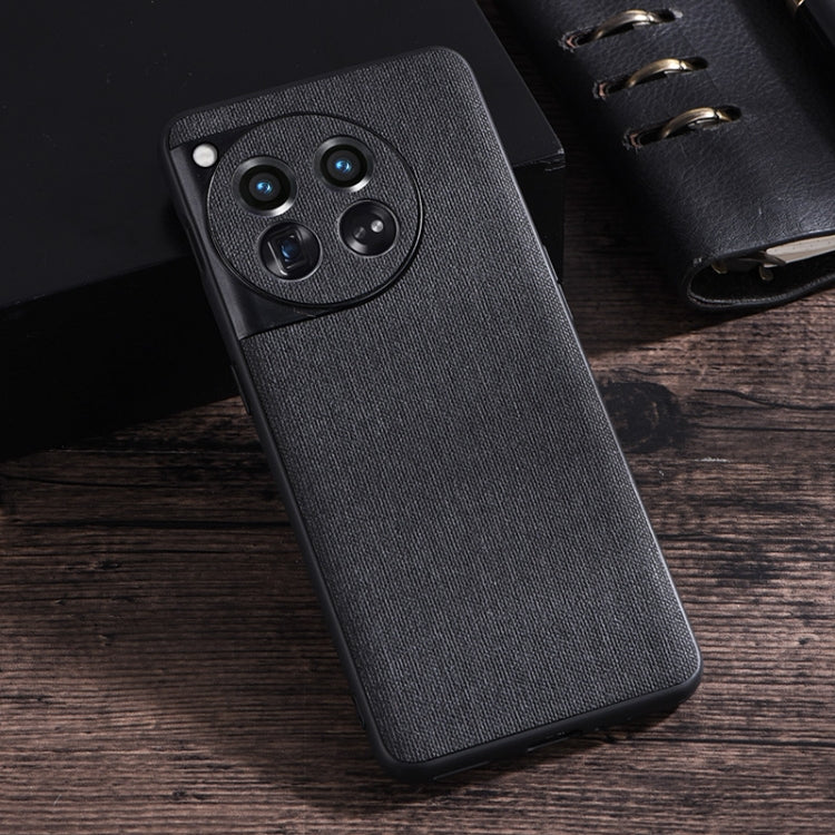 For OnePlus 12 Cloth Texture PU + TPU Phone Case(Black) - OnePlus Cases by PMC TechLife | Online Shopping South Africa | PMC TechLife
