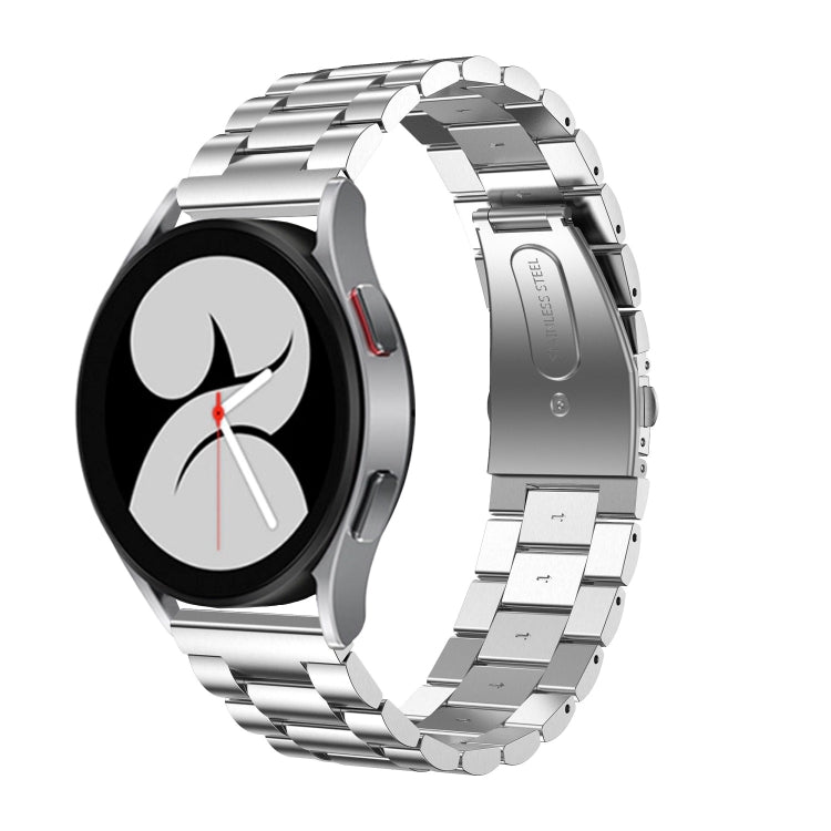 For Samsung Galaxy Watch6 / 6 Classic Flat Head Three-bead Stainless Steel Watch Band(Silver) - Watch Bands by PMC TechLife | Online Shopping South Africa | PMC TechLife