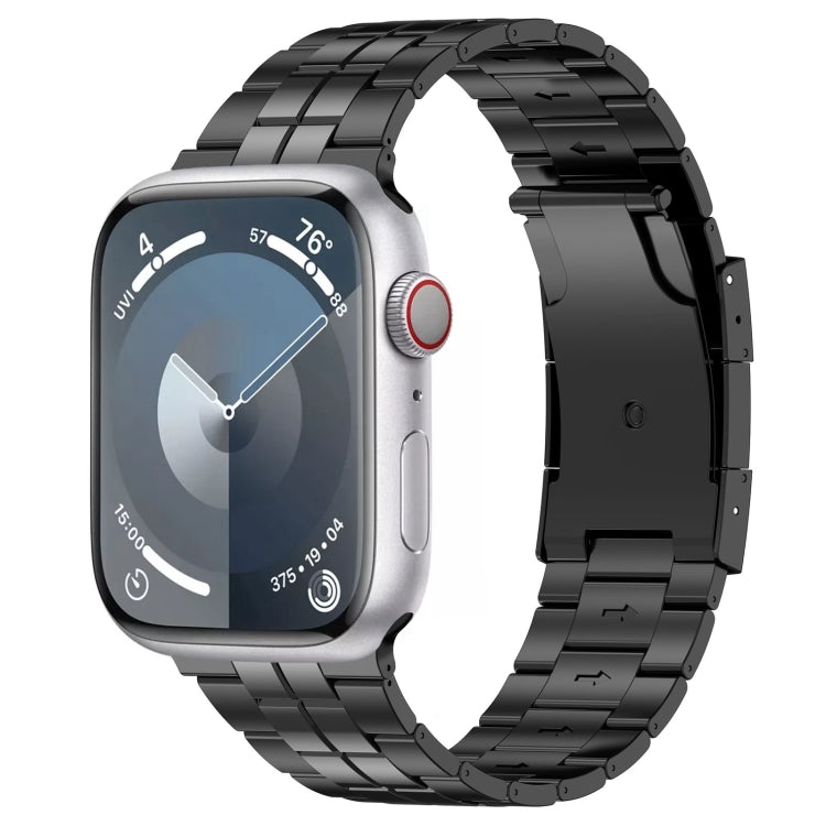 For Apple Watch SE 2022 40mm Tortoise Buckle Titanium Steel Watch Band(Black) - Watch Bands by PMC Jewellery | Online Shopping South Africa | PMC Jewellery