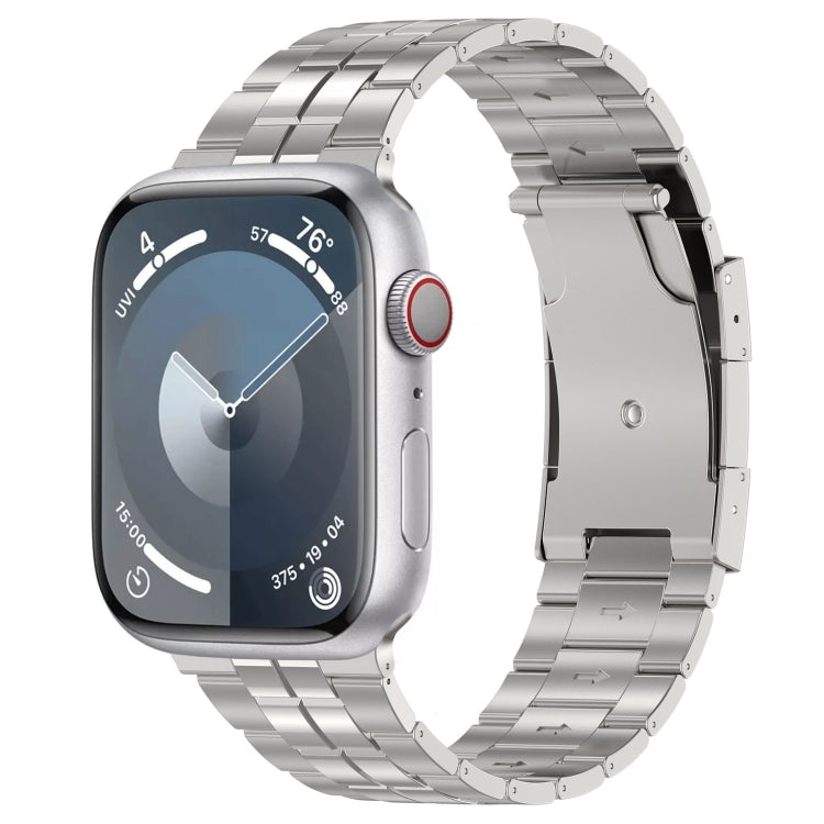 For Apple Watch Series 7 41mm Tortoise Buckle Titanium Steel Watch Band(Silver) - Watch Bands by PMC Jewellery | Online Shopping South Africa | PMC Jewellery