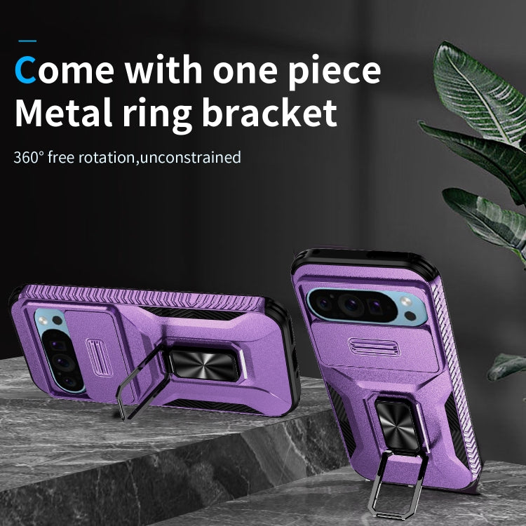 For Google Pixel 9 / Pixel 9 Pro Sliding Camshield Holder Phone Case(Purple) - Google Cases by PMC TechLife | Online Shopping South Africa | PMC TechLife | Buy Now Pay Later Mobicred