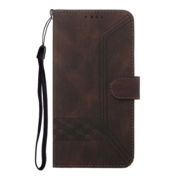For Google Pixel 9 Pro Cubic Skin Feel Flip Leather Phone Case(Brown) - Google Cases by PMC TechLife | Online Shopping South Africa | PMC TechLife | Buy Now Pay Later Mobicred