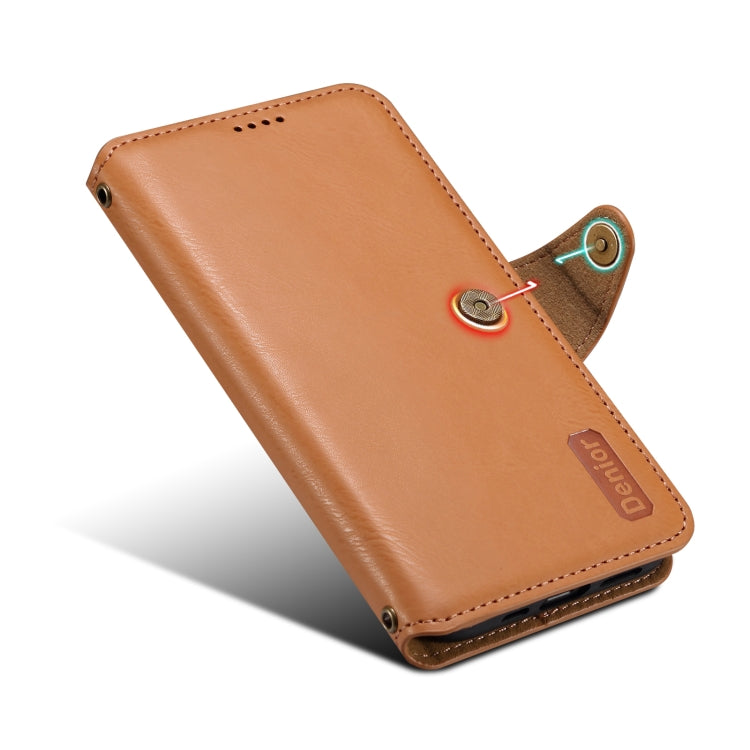 For iPhone 16 Pro Max Denior Cowhide Texture Wallet Style Leather Phone Case(Khaki) - free shipping - PMC Jewellery - Order now!