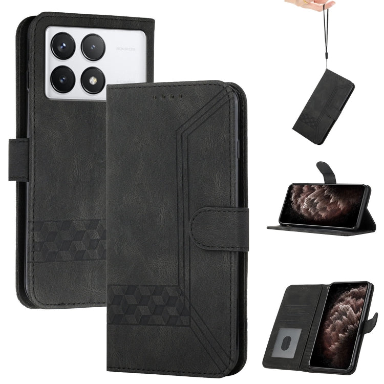 For Xiaomi Redmi K70 Cubic Skin Feel Flip Leather Phone Case(Black) - K70 Cases by PMC Jewellery | Online Shopping South Africa | PMC Jewellery | Buy Now Pay Later Mobicred