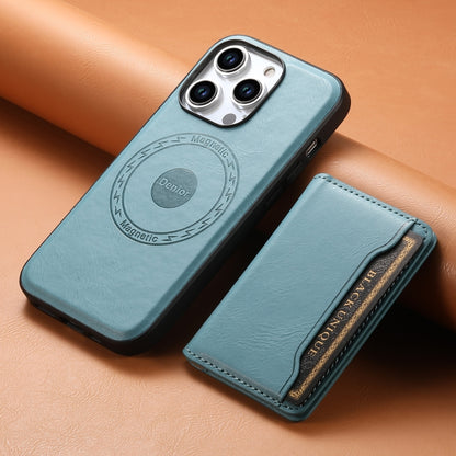 For iPhone 15 Pro Denior Cowhide Texture Leather MagSafe Detachable Wallet Phone Case(Blue) - iPhone 15 Pro Cases by Denior | Online Shopping South Africa | PMC Jewellery | Buy Now Pay Later Mobicred