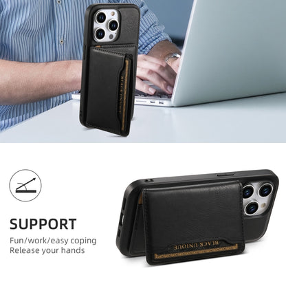 For iPhone 13 Pro Max Denior Cowhide Texture Leather MagSafe Detachable Wallet Phone Case(Black) - iPhone 13 Pro Max Cases by Denior | Online Shopping South Africa | PMC Jewellery | Buy Now Pay Later Mobicred