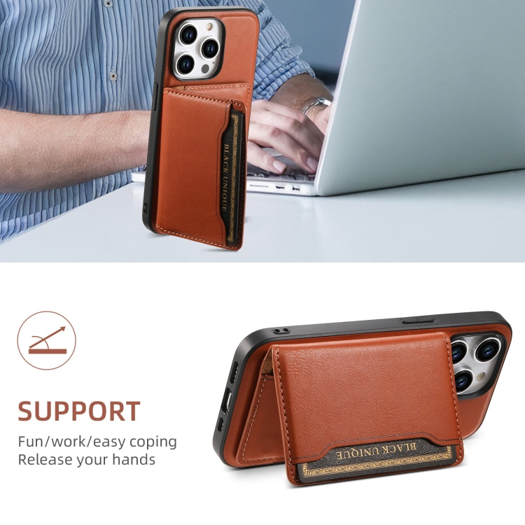 For iPhone 13 Denior Cowhide Texture Leather MagSafe Detachable Wallet Phone Case(Brown) - iPhone 13 Cases by Denior | Online Shopping South Africa | PMC Jewellery | Buy Now Pay Later Mobicred