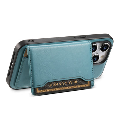 For iPhone 12 Pro Denior Cowhide Texture Leather MagSafe Detachable Wallet Phone Case(Blue) - iPhone 12 / 12 Pro Cases by Denior | Online Shopping South Africa | PMC Jewellery | Buy Now Pay Later Mobicred