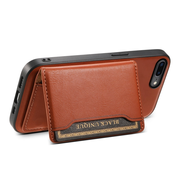 For iPhone 8 Plus/7 Plus Denior Cowhide Texture Leather MagSafe Detachable Wallet Phone Case(Brown) - free shipping - PMC Jewellery - Order now!