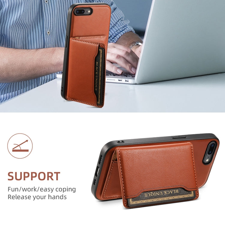 For iPhone 8 Plus/7 Plus Denior Cowhide Texture Leather MagSafe Detachable Wallet Phone Case(Brown) - free shipping - PMC Jewellery - Order now!