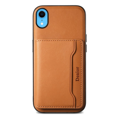 For iPhone XR Denior Cowhide Texture Leather MagSafe Detachable Wallet Phone Case(Khaki) - More iPhone Cases by Denior | Online Shopping South Africa | PMC Jewellery | Buy Now Pay Later Mobicred