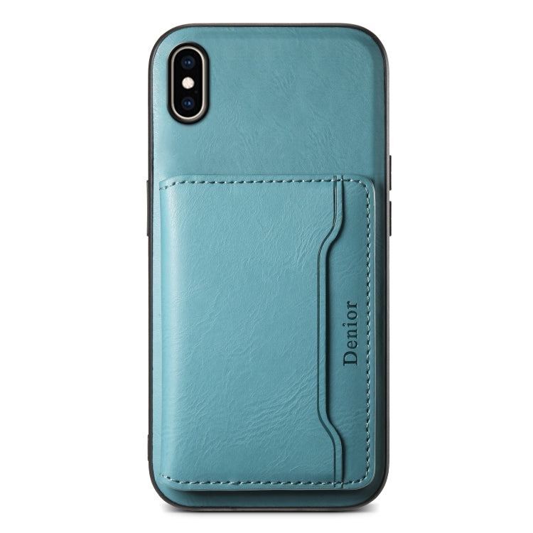 For iPhone XS Max Denior Cowhide Texture Leather MagSafe Detachable Wallet Phone Case(Blue) - More iPhone Cases by Denior | Online Shopping South Africa | PMC Jewellery | Buy Now Pay Later Mobicred