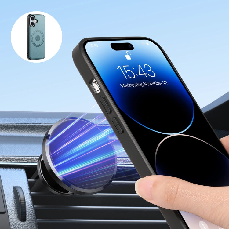 For iPhone 16 Denior Cowhide Texture Leather MagSafe Detachable Wallet Phone Case(Blue) - iPhone 16 Cases by Denior | Online Shopping South Africa | PMC TechLife | Buy Now Pay Later Mobicred