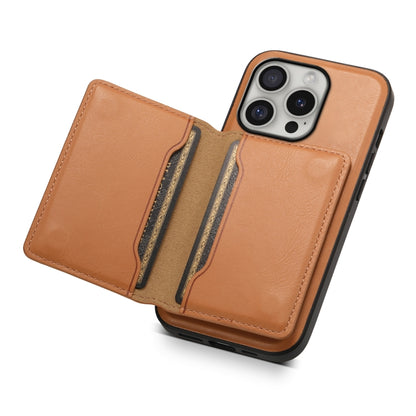 For iPhone 16 Pro Denior Cowhide Texture Leather MagSafe Detachable Wallet Phone Case(Khaki) - iPhone 16 Pro Cases by Denior | Online Shopping South Africa | PMC Jewellery | Buy Now Pay Later Mobicred