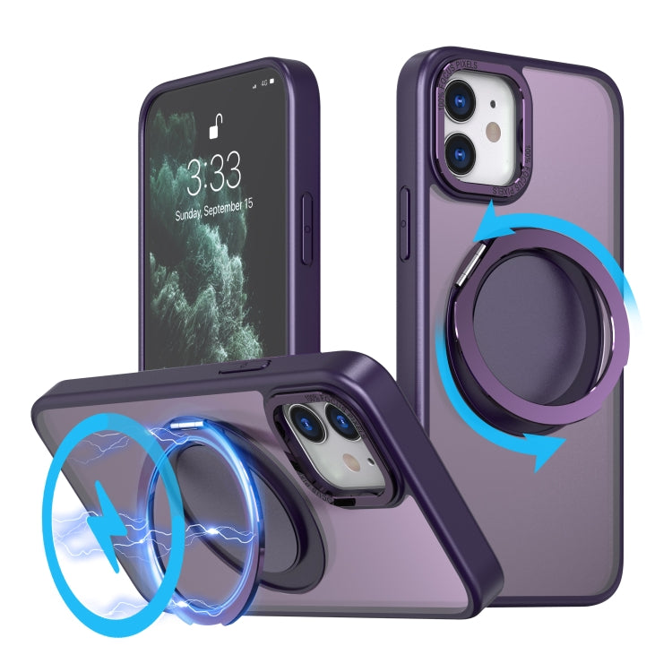 For iPhone 11 360-degree Rotating MagSafe Magnetic Holder Phone Case(Purple) - iPhone 11 Cases by PMC TechLife | Online Shopping South Africa | PMC TechLife
