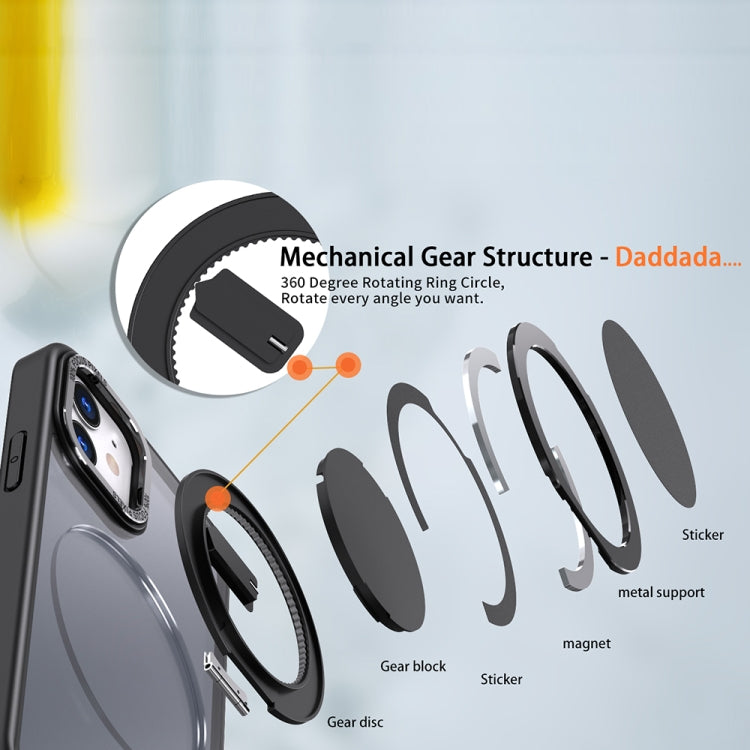 For iPhone 12 360-degree Rotating MagSafe Magnetic Holder Phone Case(Black) - iPhone 12 / 12 Pro Cases by PMC TechLife | Online Shopping South Africa | PMC TechLife