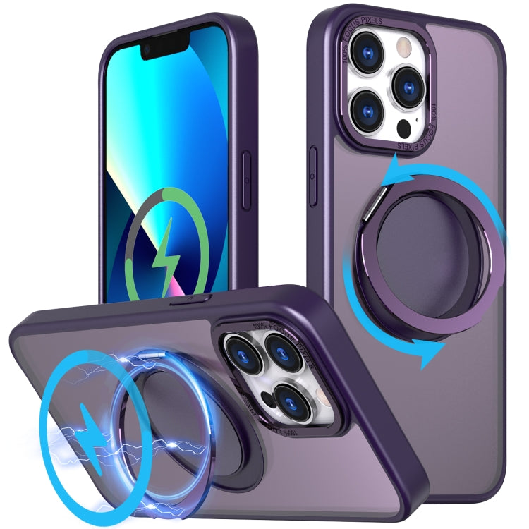 For iPhone 13 Pro 360-degree Rotating MagSafe Magnetic Holder Phone Case(Purple) - iPhone 13 Pro Cases by PMC TechLife | Online Shopping South Africa | PMC TechLife