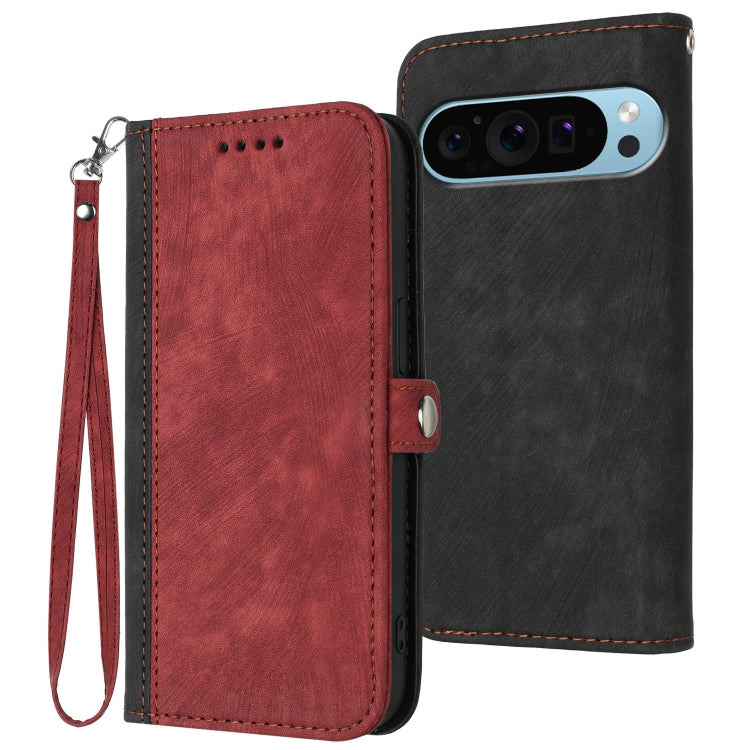 For Google Pixel 9 Pro Side Buckle Double Fold Hand Strap Leather Phone Case(Red) - Google Cases by PMC Jewellery | Online Shopping South Africa | PMC Jewellery | Buy Now Pay Later Mobicred