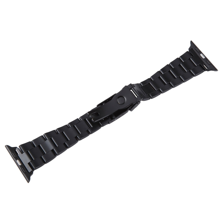 For Apple Watch Series 9 41mm Three-Bead Stainless Steel Watch Band(Black Gold) - Watch Bands by PMC Jewellery | Online Shopping South Africa | PMC Jewellery