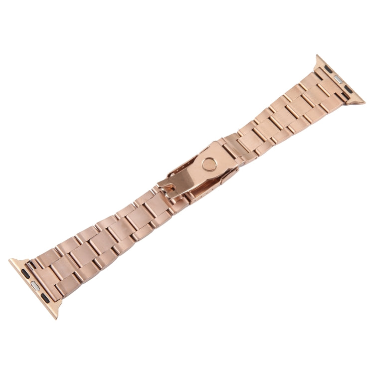 For Apple Watch SE 44mm Three-Bead Stainless Steel Watch Band(Rose Gold) - free shipping - PMC TechLife - Order now!