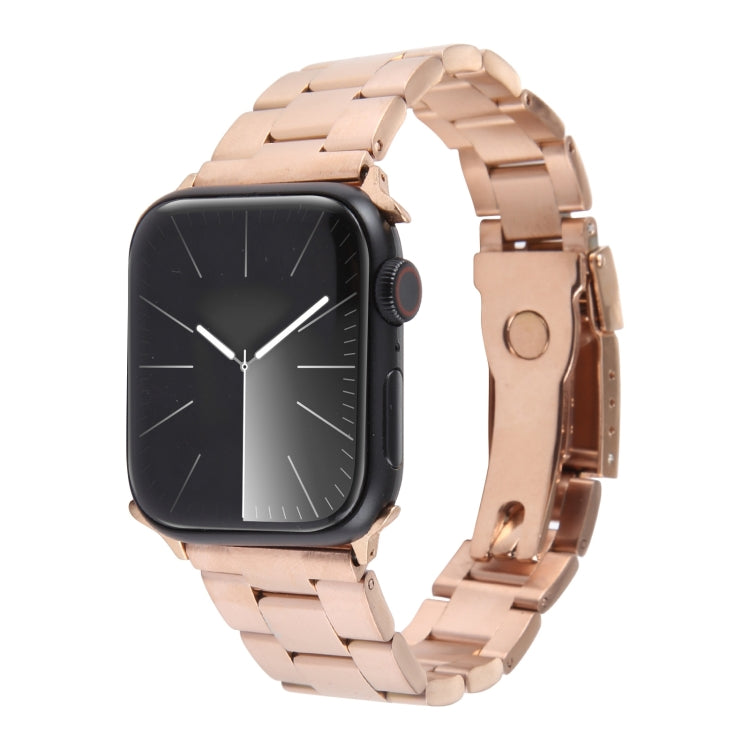 For Apple Watch 42mm Three-Bead Stainless Steel Watch Band(Rose Gold) - free shipping - PMC TechLife - Order now!