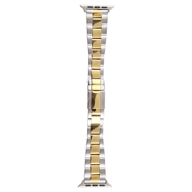 For Apple Watch 42mm Three-Bead Stainless Steel Watch Band(Silver Gold) - free shipping - PMC TechLife - Order now!