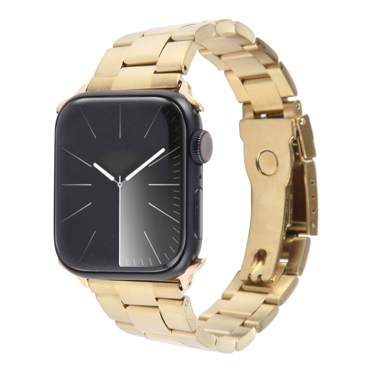 For Apple Watch 38mm Three-Bead Stainless Steel Watch Band(Gold) - free shipping - PMC TechLife - Order now!