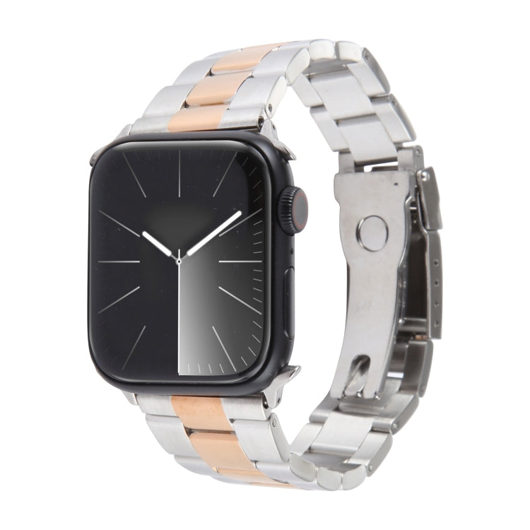 For Apple Watch 38mm Three-Bead Stainless Steel Watch Band(Silver Rose Gold) - free shipping - PMC TechLife - Order now!