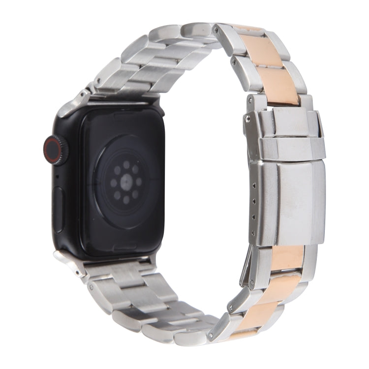 For Apple Watch 38mm Three-Bead Stainless Steel Watch Band(Silver Rose Gold) - free shipping - PMC TechLife - Order now!
