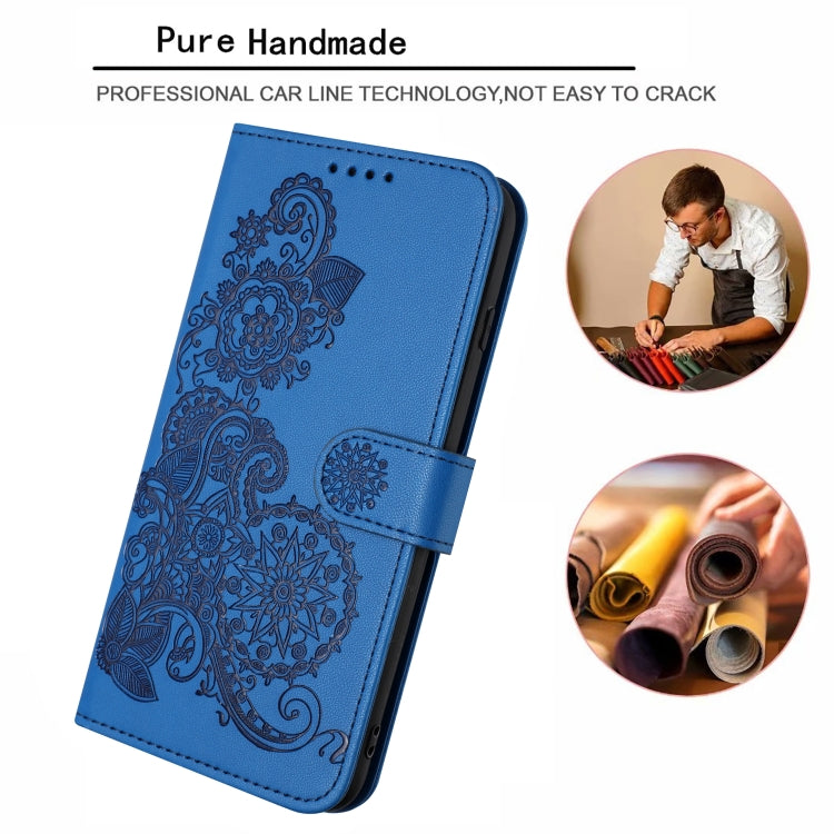 For Huawei Pura 70 Datura Flower Embossed Flip Leather Phone Case(Blue) - Huawei Cases by PMC Jewellery | Online Shopping South Africa | PMC Jewellery | Buy Now Pay Later Mobicred