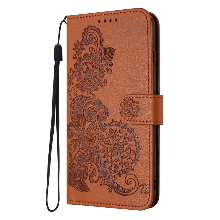 For Google Pixel 9 Pro Datura Flower Embossed Flip Leather Phone Case(Brown) - Google Cases by PMC TechLife | Online Shopping South Africa | PMC TechLife | Buy Now Pay Later Mobicred