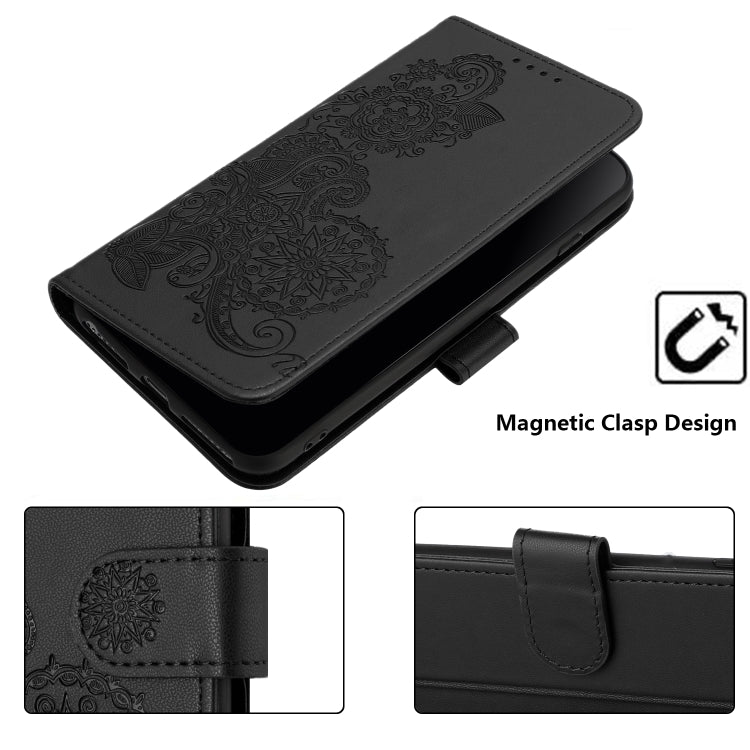 For Google Pixel 9 Pro Datura Flower Embossed Flip Leather Phone Case(Black) - Google Cases by PMC TechLife | Online Shopping South Africa | PMC TechLife | Buy Now Pay Later Mobicred
